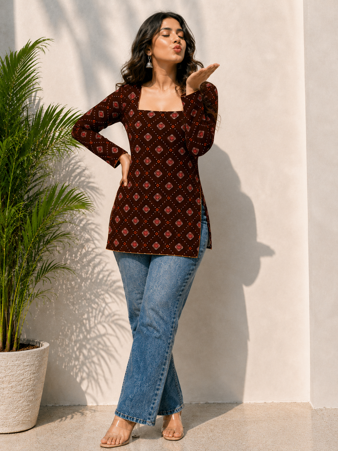 Classy Ajrakh Print Short Kurti