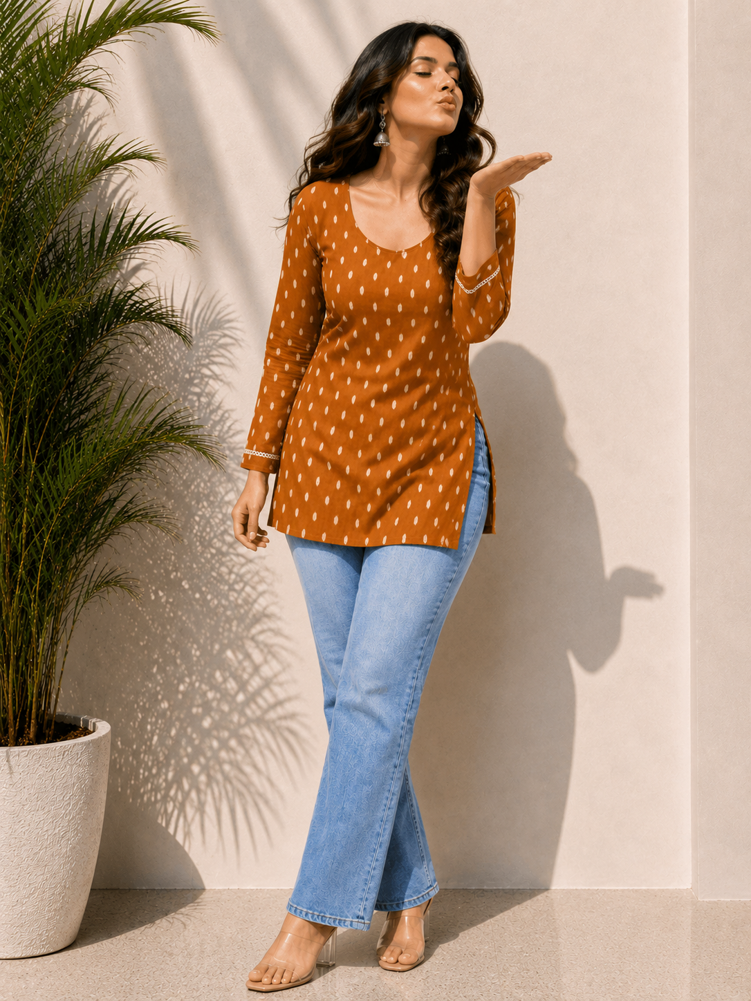 Bestselling Tan Orange Short Kurti