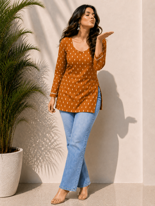 Bestselling Tan Orange Short Kurti