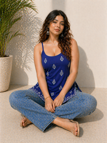 Bestselling Royal Bule Pure Cotton printed kurti