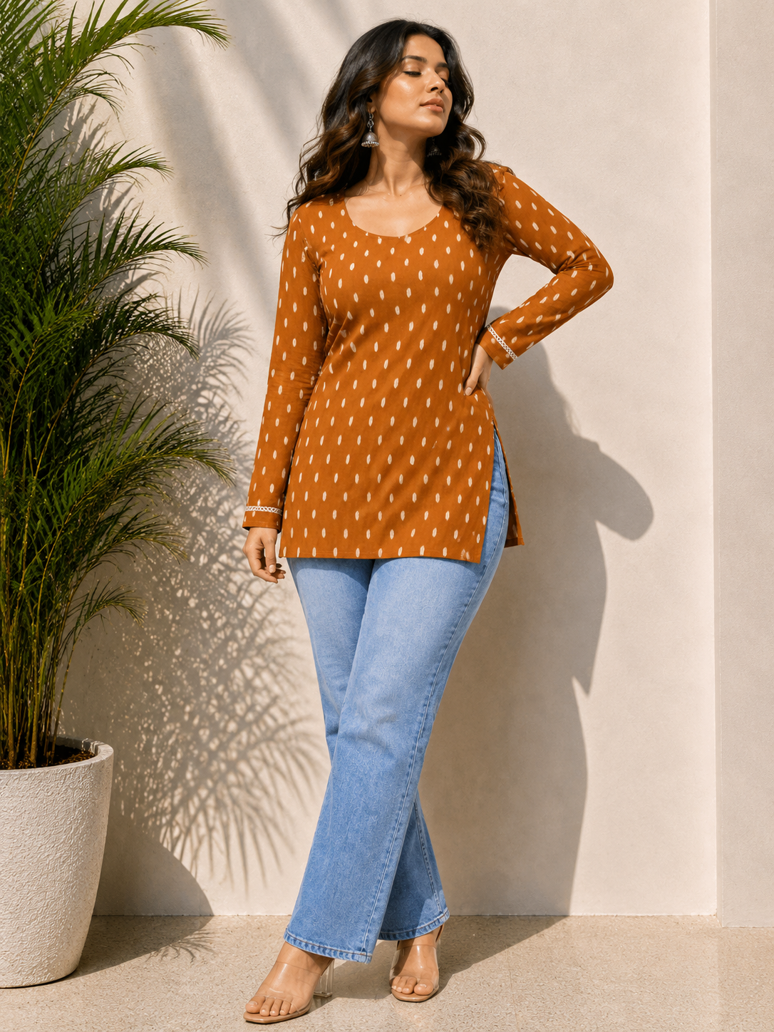Bestselling Tan Orange Short Kurti