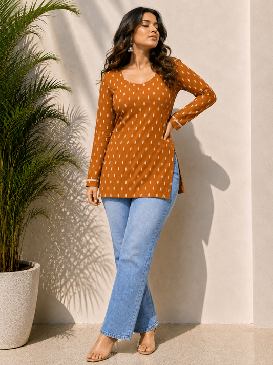 Bestselling Tan Orange Short Kurti