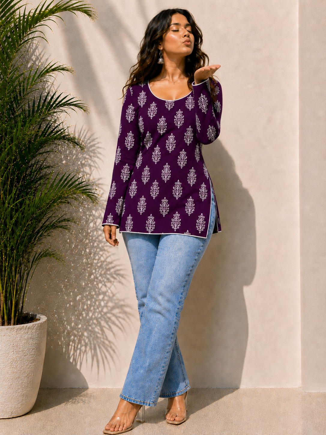 Beutiful Dabu Print Short Kurti