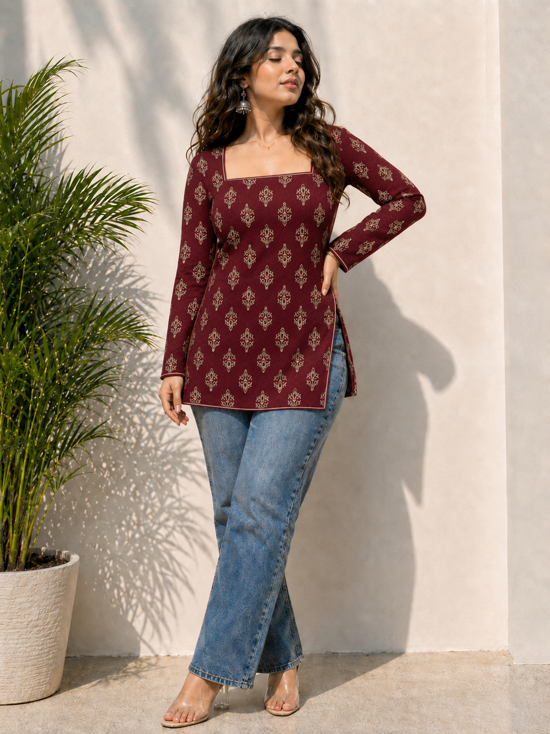 Bestselling Dark maroon Short Kurti