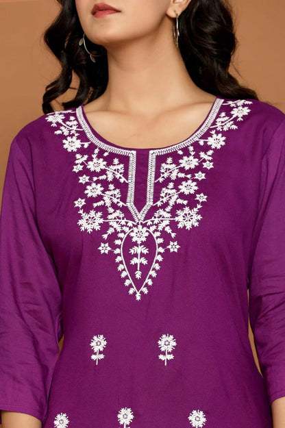 Purple Blossom Embroidery Top