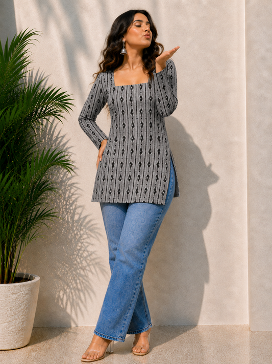 Cozzy Ivy Grey Short Kurti