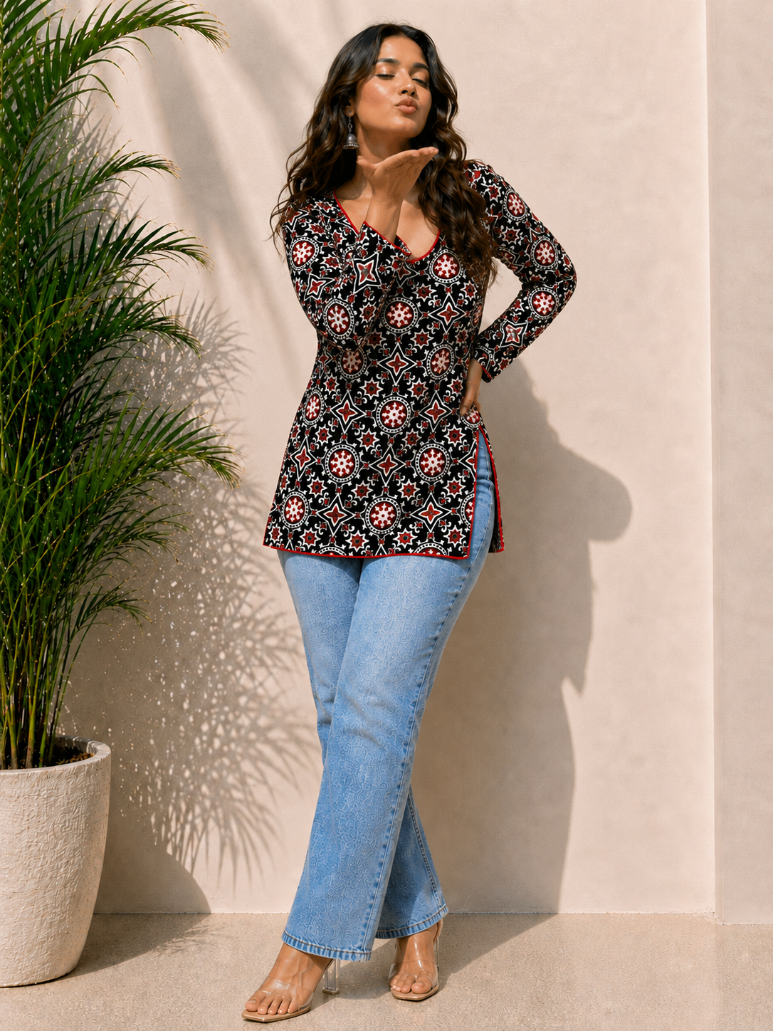 Classy Ajrakh Print Short Kurti